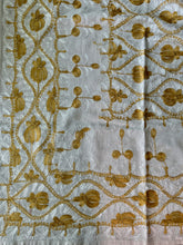 Load image into Gallery viewer, Table Cover: 57 x 57 inches Approx&#39;. Aghabani Oriental for Square Tables. Beige background with White and Gold Silk
