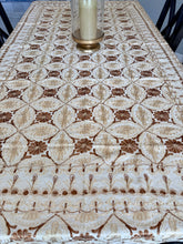 Load image into Gallery viewer, Table Cover: 94 x 59 inches Approx'. Aghabani Oriental for Rectangle Tables, Beige background with Brown and Beige Silk Embroidery
