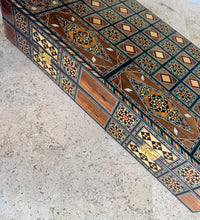 Load image into Gallery viewer, Handmade Mosaic Backgammon Set – Inlaid Walnut Wood &amp; Mother-of-Pearl Game Board
