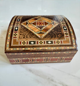 Jewelry Mosaic Wooden Handmade Box inlaid with Mother of Pearl