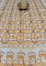 Load image into Gallery viewer, Table Cover: 78 x 56 inches Approx&#39;. Aghabani Oriental for Rectangle Tables. Beige background with Gold and Brown Silk
