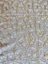 Load image into Gallery viewer, Table Cover: 156 x 78 inches Approx’. Aghabani Oriental for Rectangle Tables, Beige background with Gold &amp; White Silk Embroidery
