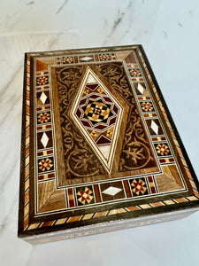 Medium Sized Rectangle Handmade Mosaic Box inlaid with Mother of Pearl