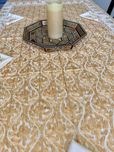 Load image into Gallery viewer, Table Cover: 78 x 56 inches Approx'. Aghabani Oriental for Rectangle Tables. Beige background with Gold Silk
