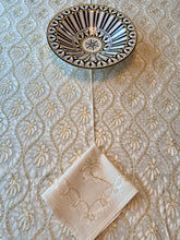 Load image into Gallery viewer, Round Table Cover. Diameter: 78 inches Approx'. Aghabani Oriental for Round Tables. Off White background with Gold &amp; White Silk
