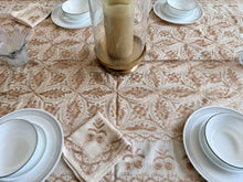 Load image into Gallery viewer, Table Cover: 94 x 59 inches Approx'. Aghabani Oriental for Rectangle Tables, Beige background with Bronze Silk Embroidery
