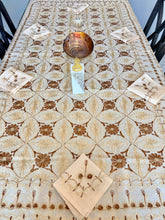 Load image into Gallery viewer, Table Cover: 94 x 59 inches Approx'. Aghabani Oriental for Rectangle Tables, Beige background with Brown and Beige Silk Embroidery
