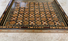 Load image into Gallery viewer, Vintage Mosaic Chess Board with Wooden Pieces, Inlaid Marquetry Game Set, Mother-of-Pearl Accents
