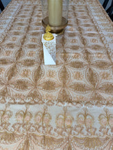 Load image into Gallery viewer, Table Cover: 78 x 56 inches Approx'. Aghabani Oriental for Rectangle Tables. Beige background with Bronze and Pink Silk

