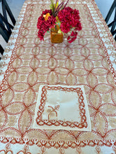 Load image into Gallery viewer, Table Cover: 94 x 59 inches Approx&#39;. Aghabani Oriental for Rectangle Tables, Beige background with Brick Red and Champagne Beige Silk Embroidery

