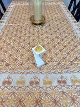 Load image into Gallery viewer, Table Cover: 78 x 56 inches Approx&#39;. Aghabani Oriental for Rectangle Tables. Beige background with Gold and Brick Red Silk
