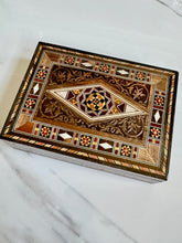 Load image into Gallery viewer, Medium Sized Rectangle Handmade Mosaic Box inlaid with Mother of Pearl
