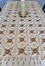Load image into Gallery viewer, Table Cover: 94 x 59 inches Approx'. Aghabani Oriental for Rectangle Tables, Beige background with Brown and Beige Silk Embroidery
