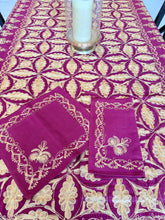 Load image into Gallery viewer, Table Cover: 94 x 59 inches Approx'. Aghabani Oriental for Rectangle Tables, Burgundy background with Burgundy and Gold Silk Embroidery

