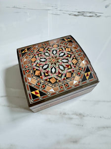 Jewelry Mosaic Wooden Handmade Box inlaid with Mother of Pearl