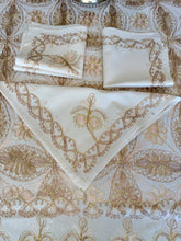 Load image into Gallery viewer, Table Cover: 78 x 56 inches Approx'. Aghabani Oriental for Rectangle Tables. Beige background with Bronze and Pink Silk
