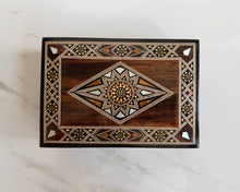Load image into Gallery viewer, Medium Sized Rectangle Handmade Mosaic Box inlaid with Mother of Pearl
