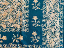 Load image into Gallery viewer, Table Cover: 58 x 58 inches Approx&#39;. Green background with Gold Silk Embroidery tablecloth Handmade Aghabani for Square tables
