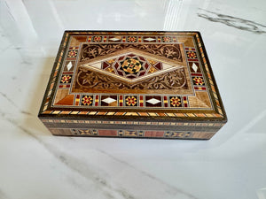 Medium Sized Rectangle Handmade Mosaic Box inlaid with Mother of Pearl