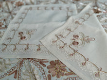 Load image into Gallery viewer, Table Cover: 117 x 67 inches Approx’. Aghabani Oriental for Rectangle Tables, Beige background with Brown and Beige Silk Embroidery
