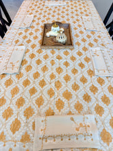Load image into Gallery viewer, Table Cover: 117 x 58 inches Approx'. Aghabani Oriental for Rectangle Tables, Beige background with White and Gold Silk Embroidery
