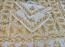Load image into Gallery viewer, Table Cover: 78 x 56 inches Approx&#39;. Aghabani Oriental for Rectangle Tables. Beige background with Gold Silk
