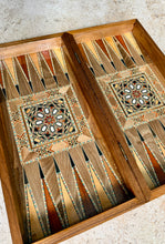 Load image into Gallery viewer, Backgammon / Chess Wooden Vintage Mosaic Handmade Set

