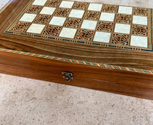 Load image into Gallery viewer, Backgammon / Chess Wooden Vintage Mosaic Handmade Set
