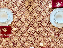 Load image into Gallery viewer, Table Cover: 117 x 75 inches Approx&#39;. Aghabani Oriental for Rectangle Tables, Burgundy background with Gold Silk Embroidery
