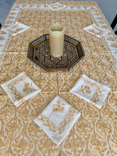 Load image into Gallery viewer, Table Cover: 78 x 56 inches Approx'. Aghabani Oriental for Rectangle Tables. Beige background with Gold Silk
