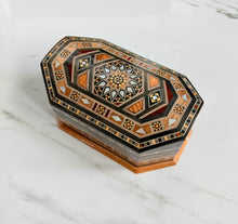 Load image into Gallery viewer, Mosaic Inlay Jewelry Box – Octagonal Wooden Trinket Box with Mother-of-Pearl
