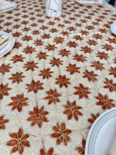 Load image into Gallery viewer, Table Cover: 117 x 58 inches Approx’. Aghabani Oriental for Rectangle Tables, Beige background with Brick Red &amp; Off White Silk Embroidery
