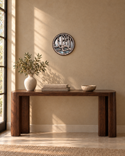 Load image into Gallery viewer, Arabic Calligraphy Round Mirror, Mother-of-Pearl Inlay Wall Art, Handcrafted Islamic Home Decor, 9.75 in
