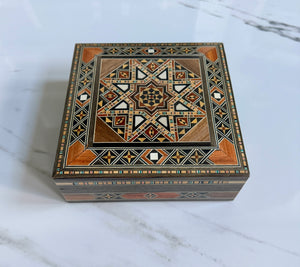 Jewelry Mosaic Wooden Handmade Box inlaid with Mother of Pearl