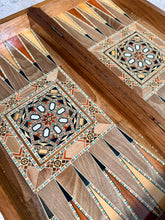 Load image into Gallery viewer, Backgammon / Chess Wooden Vintage Mosaic Handmade Set
