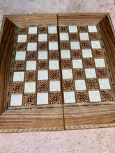 Load image into Gallery viewer, Backgammon / Chess Wooden Vintage Mosaic Handmade Set
