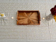 Load image into Gallery viewer, Table Cover: 135 x 58 inches Approx’. Aghabani Oriental for Rectangle Tables, Beige background with Gold &amp; White Silk Embroidery
