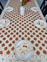 Load image into Gallery viewer, Table Cover: 117 x 58 inches Approx’. Aghabani Oriental for Rectangle Tables, Beige background with Brick Red &amp; Off White Silk Embroidery
