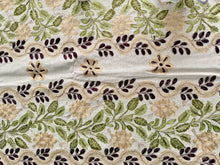 Load image into Gallery viewer, Table Cover: 58 x 58 inches Approx&#39;. Beige background with Brown, Gold and Green Silk Embroidery tablecloth Handmade Aghabani for Square tables
