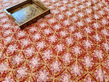 Load image into Gallery viewer, Round Table Cover. Diameter: 78 inches Approx&#39;. Aghabani Oriental for Round Tables. Red background with Gold &amp; White Silk
