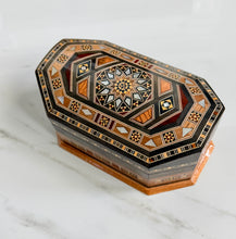Load image into Gallery viewer, Mosaic Inlay Jewelry Box – Octagonal Wooden Trinket Box with Mother-of-Pearl
