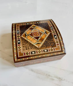 Jewelry Mosaic Wooden Handmade Box inlaid with Mother of Pearl