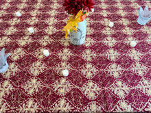 Load image into Gallery viewer, Table Cover: 156 x 78 inches Approx’. Aghabani Oriental for Rectangle Tables, Burgundy background with Gold &amp; Burgundy Silk Embroidery
