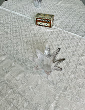Load image into Gallery viewer, Table Cover: 57 x 57 inches Approx&#39;. Aghabani Oriental for Square Tables. Beige background with White and Silver Silk
