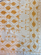 Load image into Gallery viewer, Table Cover: 117 x 58 inches Approx'. Aghabani Oriental for Rectangle Tables, Beige background with White and Gold Silk Embroidery
