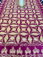 Load image into Gallery viewer, Table Cover: 94 x 59 inches Approx'. Aghabani Oriental for Rectangle Tables, Burgundy background with Burgundy and Gold Silk Embroidery
