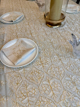 Load image into Gallery viewer, Table Cover: 117 x 58 inches Approx'. Aghabani Oriental for Rectangle Tables, Off White background with White and Gold Silk Embroidery

