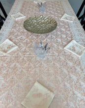 Load image into Gallery viewer, Table Cover: 94 x 59 inches Approx'. Aghabani Oriental for Rectangle Tables, Beige background with Pink and Silver Silk Embroidery
