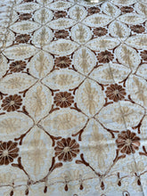 Load image into Gallery viewer, Table Cover: 94 x 59 inches Approx'. Aghabani Oriental for Rectangle Tables, Beige background with Brown and Beige Silk Embroidery
