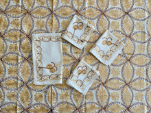 Load image into Gallery viewer, Table Cover: 78 x 56 inches Approx&#39;. Aghabani Oriental for Rectangle Tables. Beige background with Gold and Brown Silk
